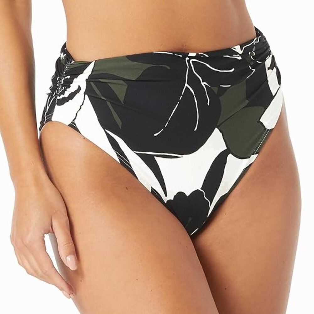 NWT Carmen Marc Valvo Women's High Waist Plumeria Bikini Bottoms Small S
